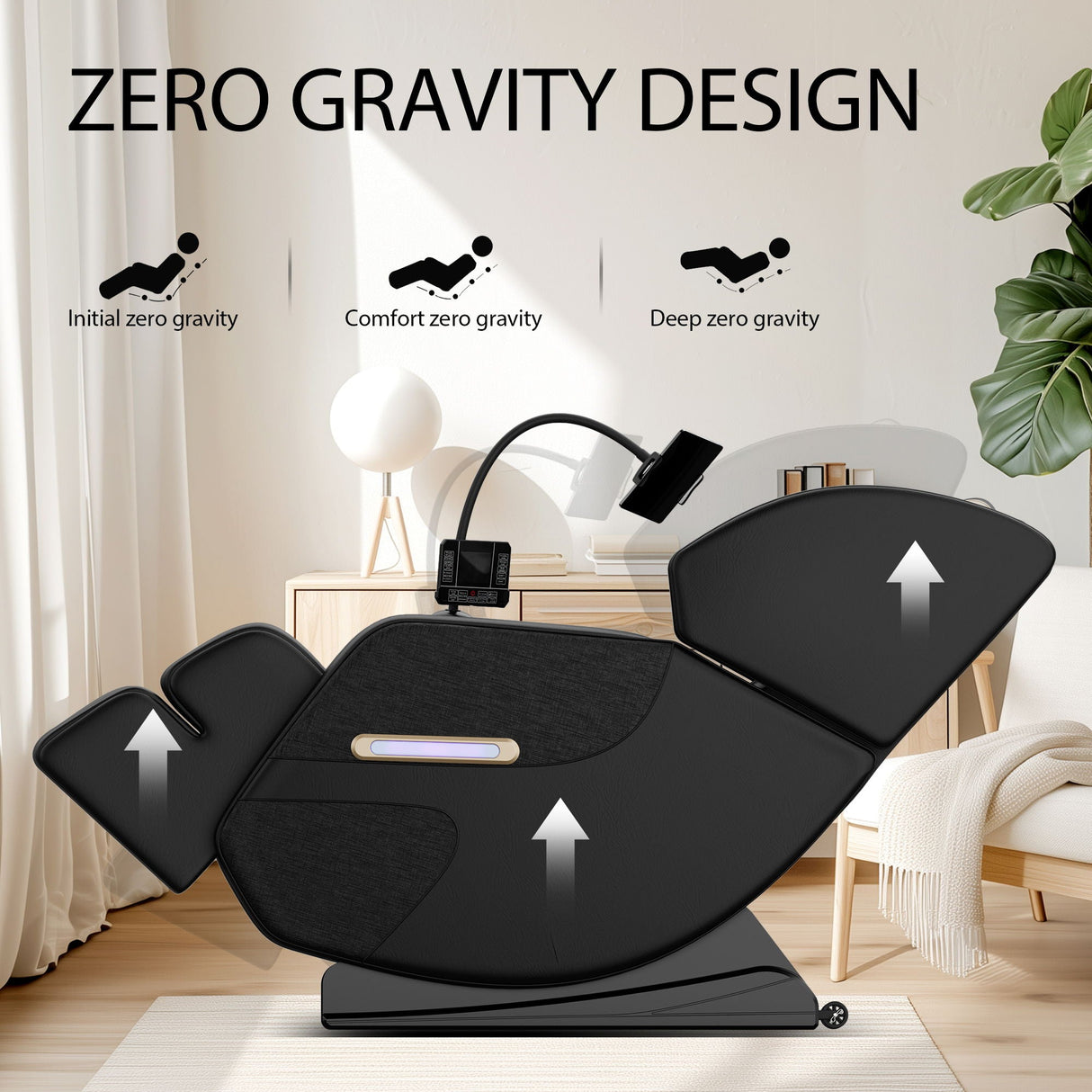 Massage Chair Recliner With Zero Gravity, Full Body Air Pressure - Black