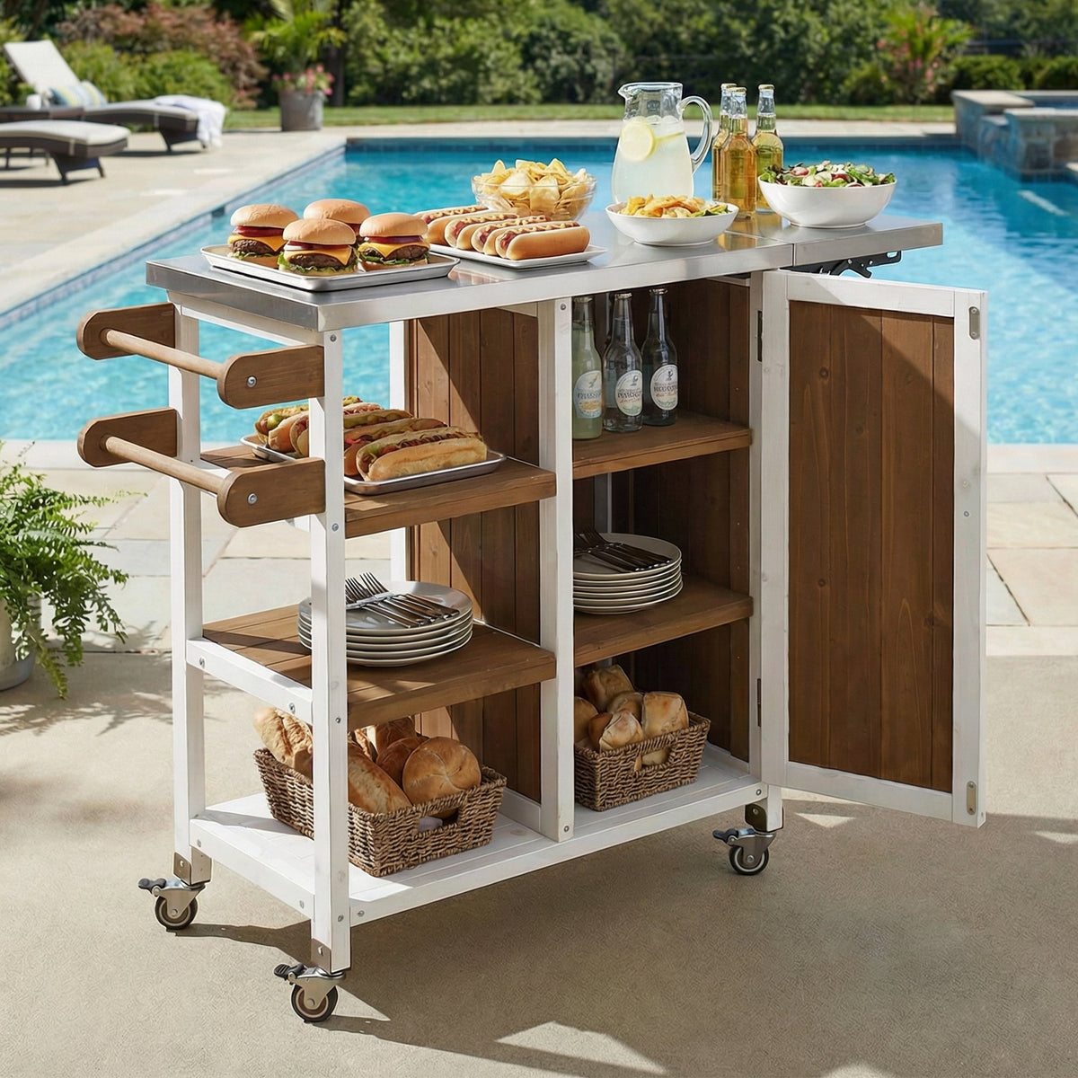 Foldable Outdoor Kitchen Island Patio Prep Station