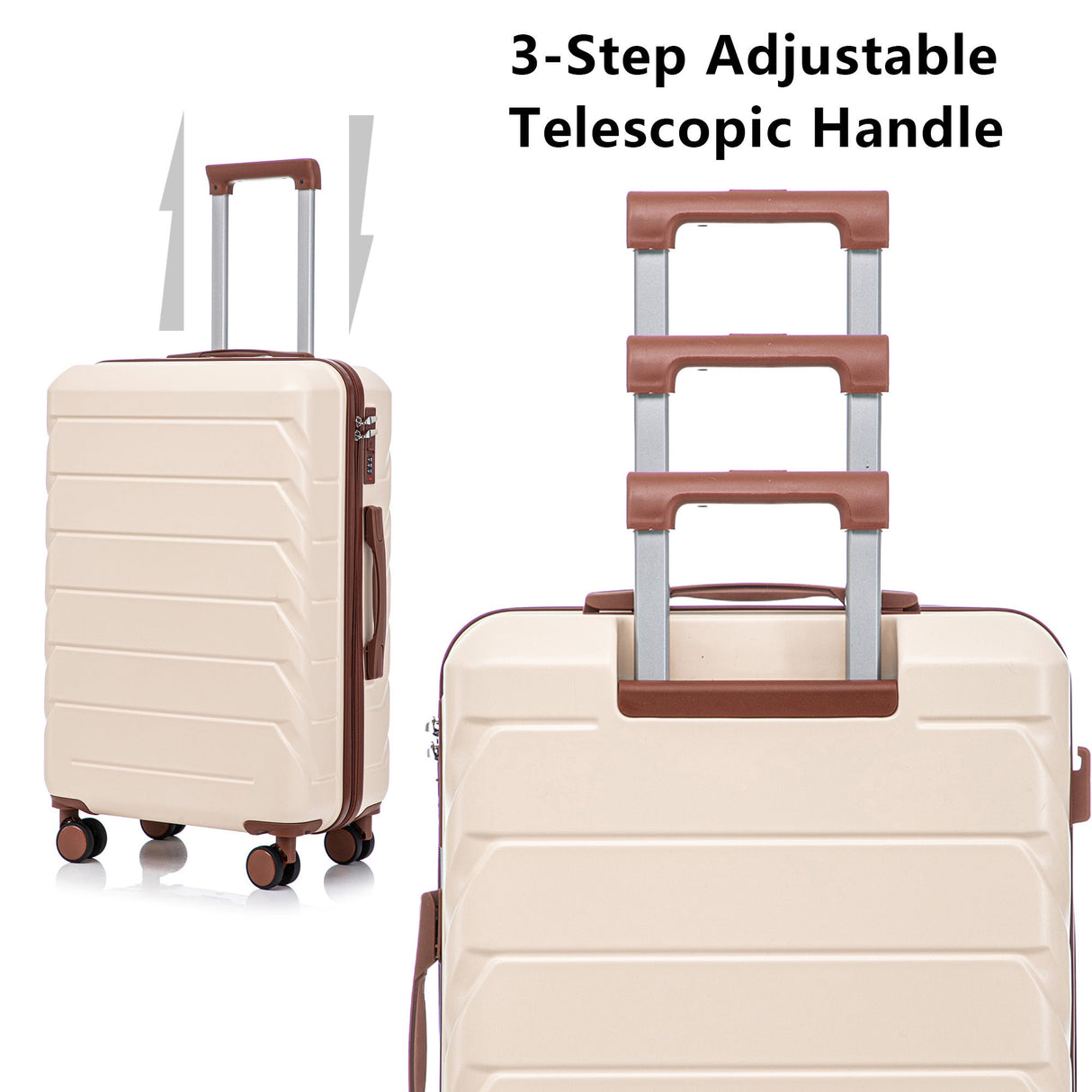 Set 3PCs 20'/24'/28' ABS Spinner Wheel Luggage - Beige