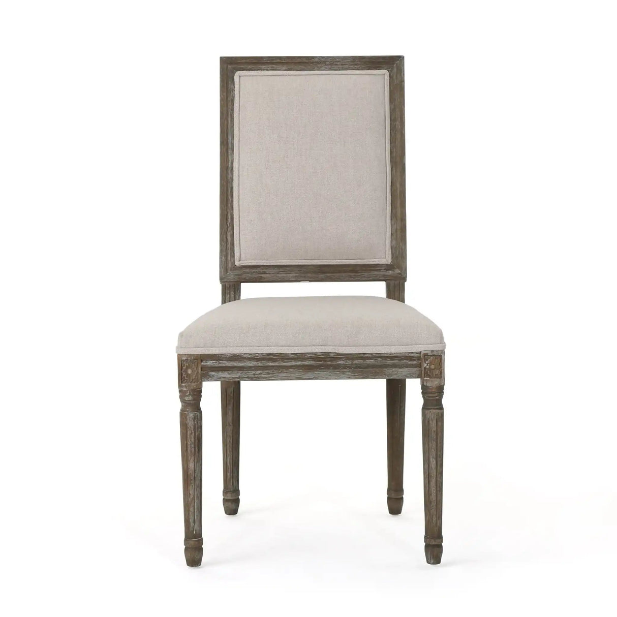 Traditional Style Dining Chair Set With Fabric Upholstery