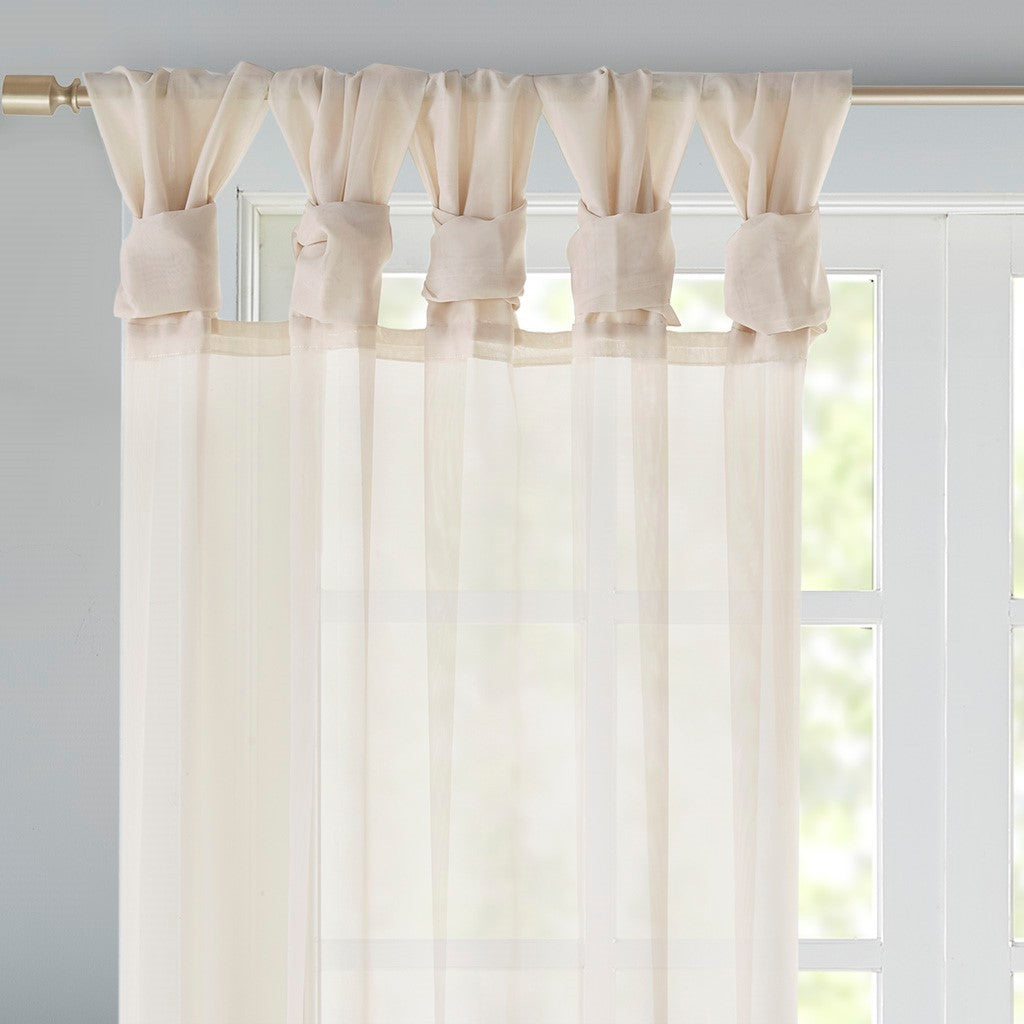 Twisted tab voile sheer window pair