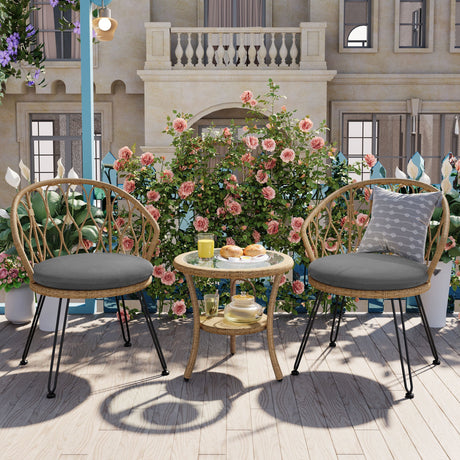 Parisian Lightweight PE Rattan Outdoor Bistro Set