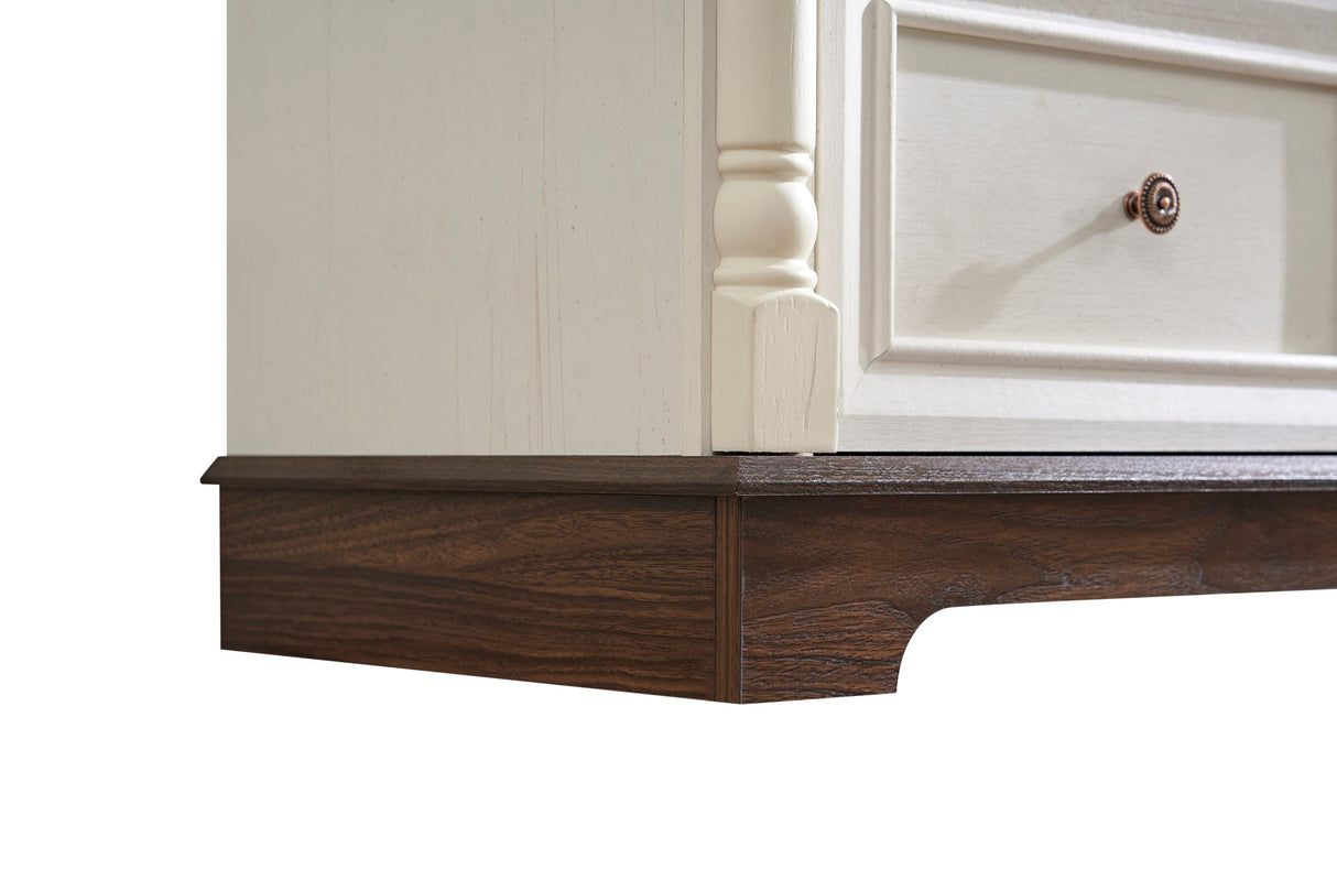 Farmhouse Style 6 Drawer Dresser Chest with Base Wooden Rustic Chest