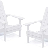 Patio Hips Plastic Adirondack Chair Lounger Weather  White (2-Pack)