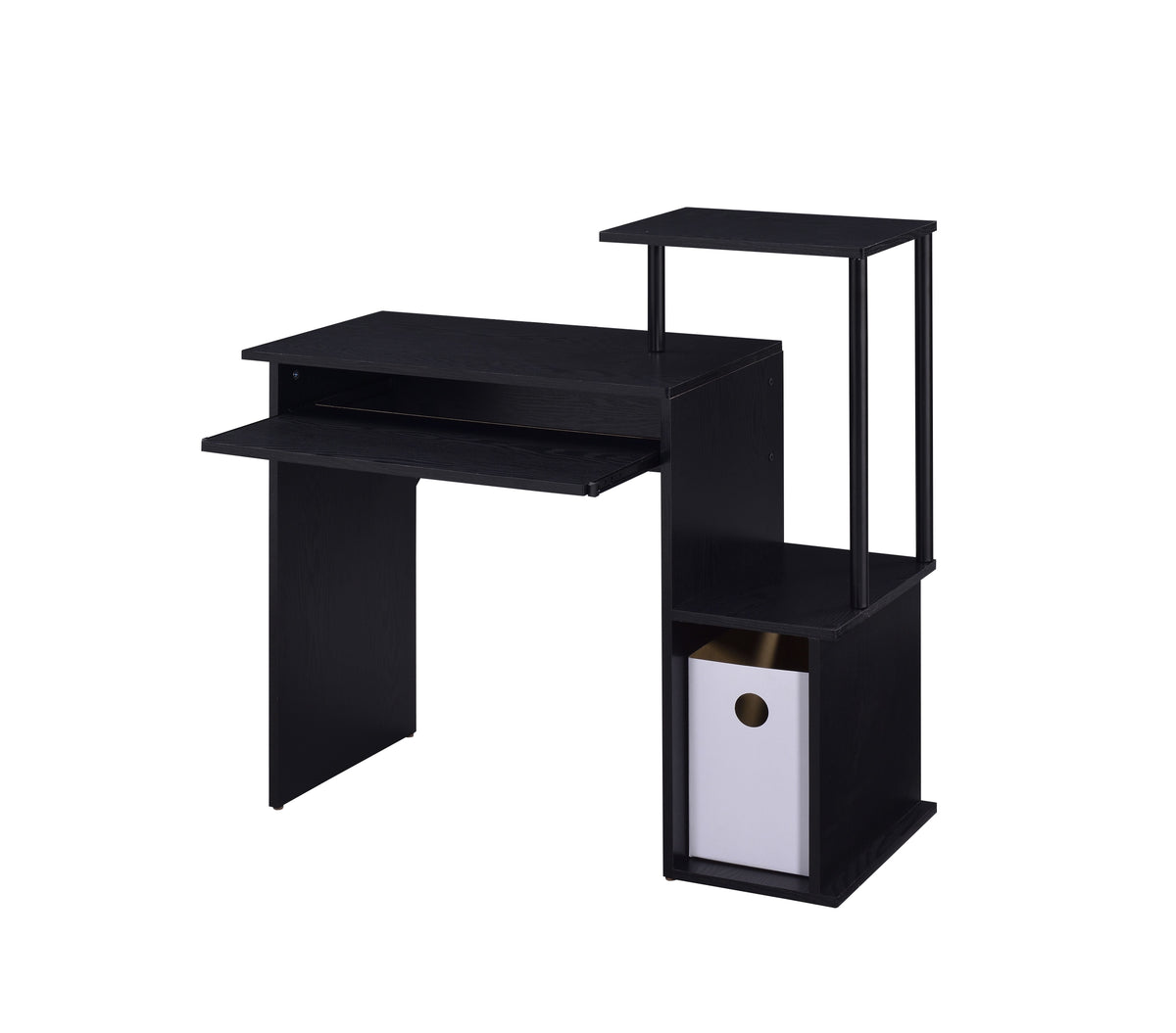 Rectangular Computer Desk with Keyboard Tray - Metal & Veneer Finish