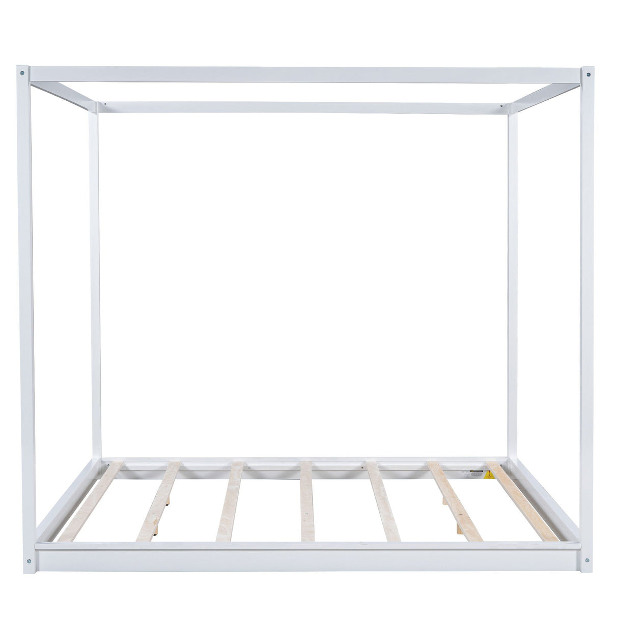 Wood Canopy Platform Bed With Support Legs And Airflow Slats