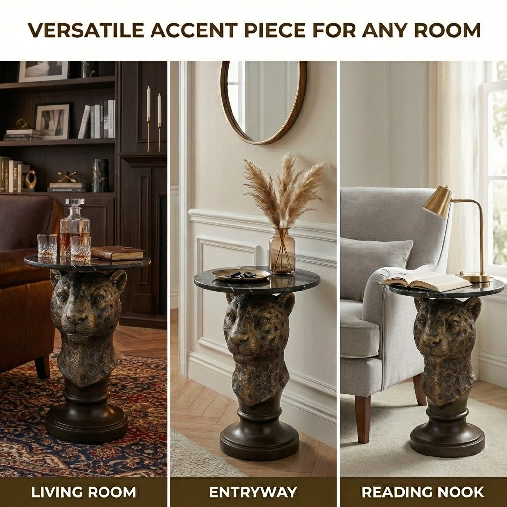 Leopard Head Accent Table