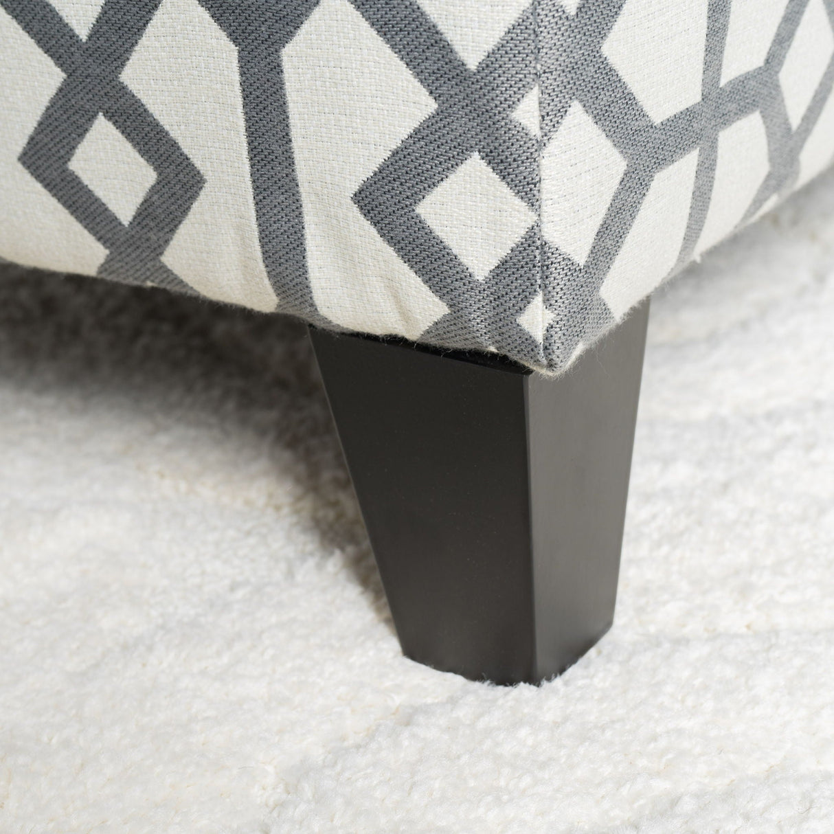 Quotient - Upholstered Storage Ottoman With Tapered Block Feet - Gray / White