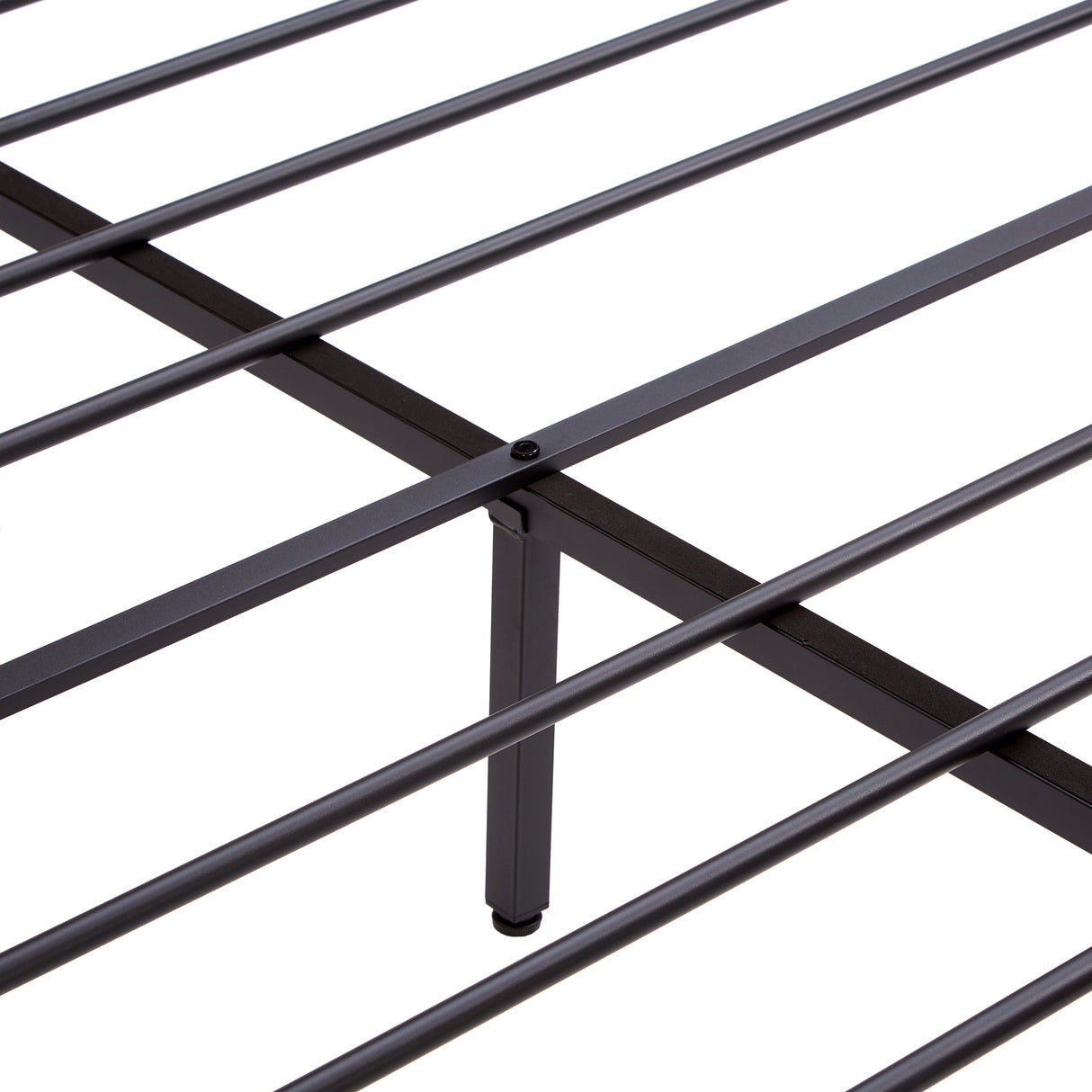 Modern King Size Metal Platform Bed Frame with Wooden Headboard