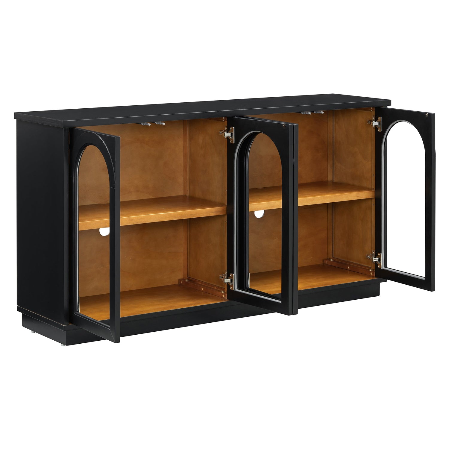 Arched Storage Cabinet with Glass Doors