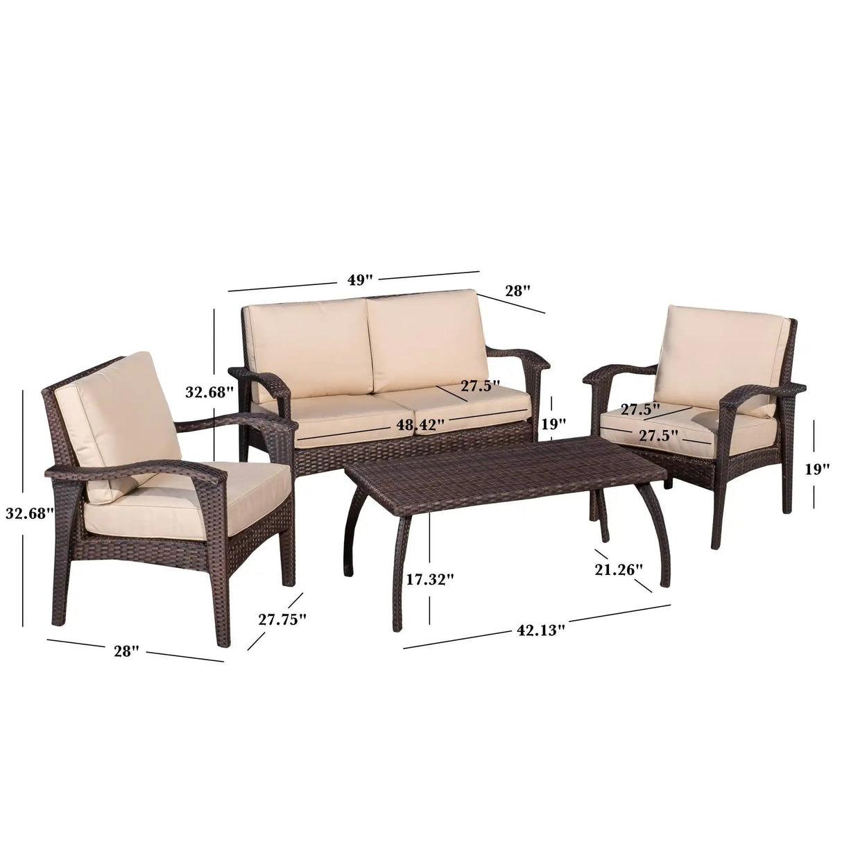 Honolulu Wicker Set Outdoor Seating