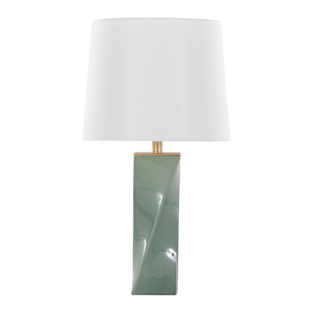 Curvo Square Contemporary 27" Ceramic Table Lamp in Sage Green