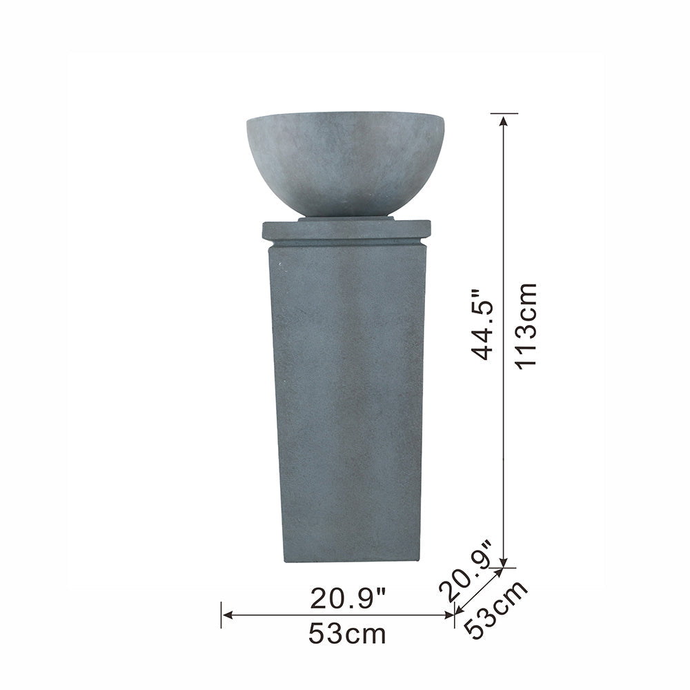 44.5' Polyresin Gray Zen Bowl Water Fountain