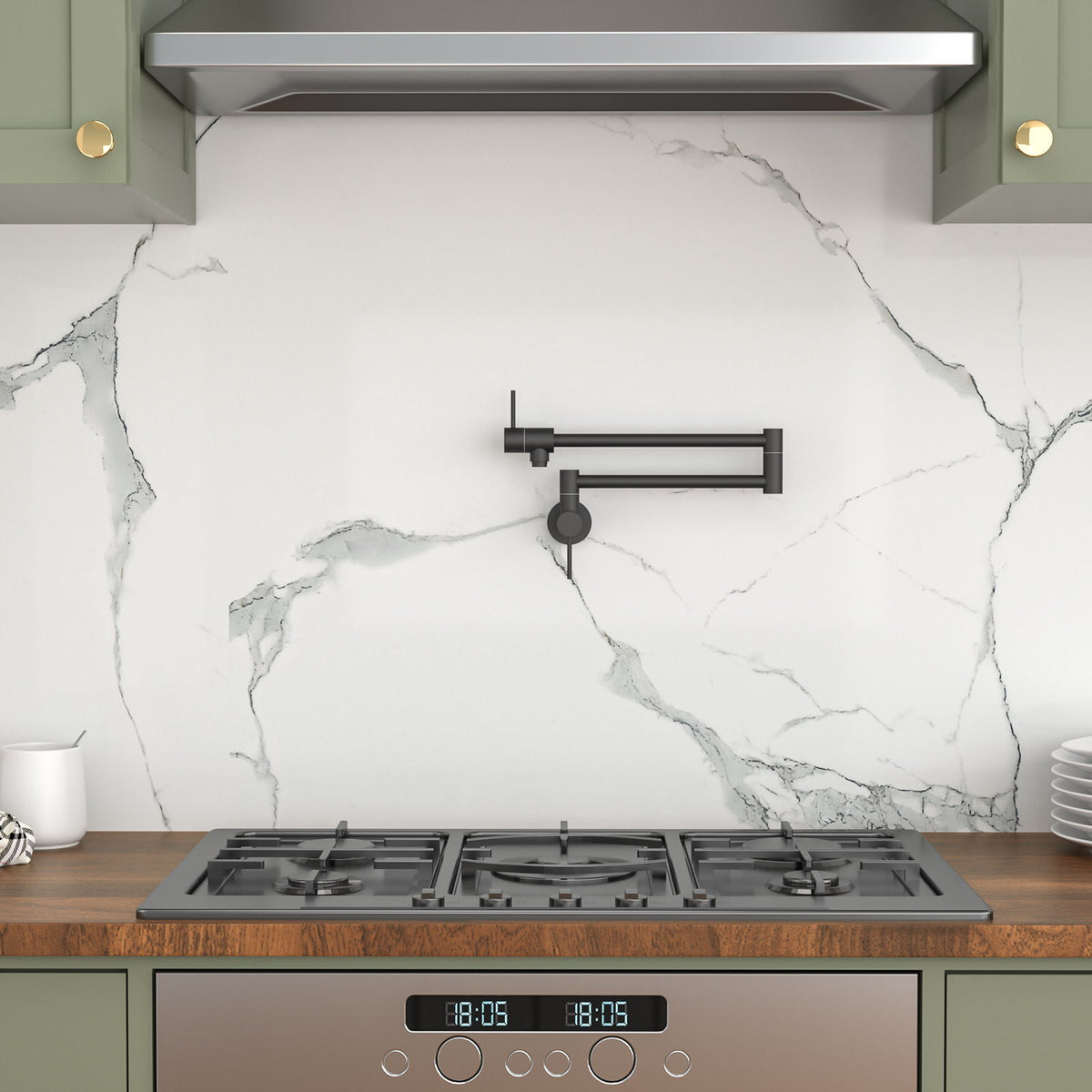 Modern Design Pot Filler Faucet Wall Mount Kitchen Sink, Folding Stretchable
