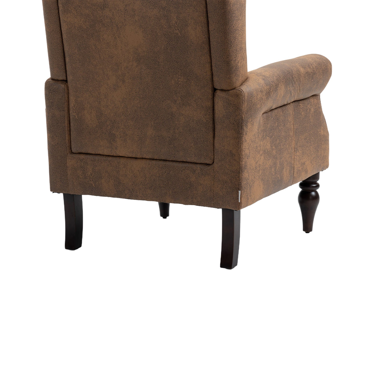 Modern Coffee Wood Frame Armchair with Microsuede Upholstery