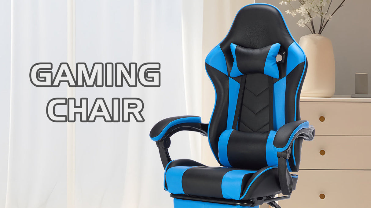 Gaming Chair with Footrest and Ergonomic Features