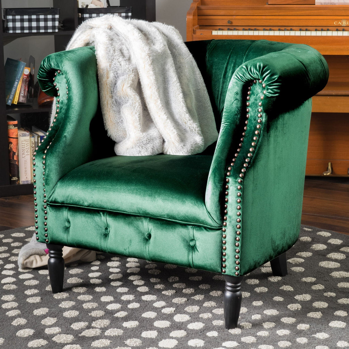 Celestialis - Upholstered Club Chair With Tub Design And Rolled Recessed Armrests