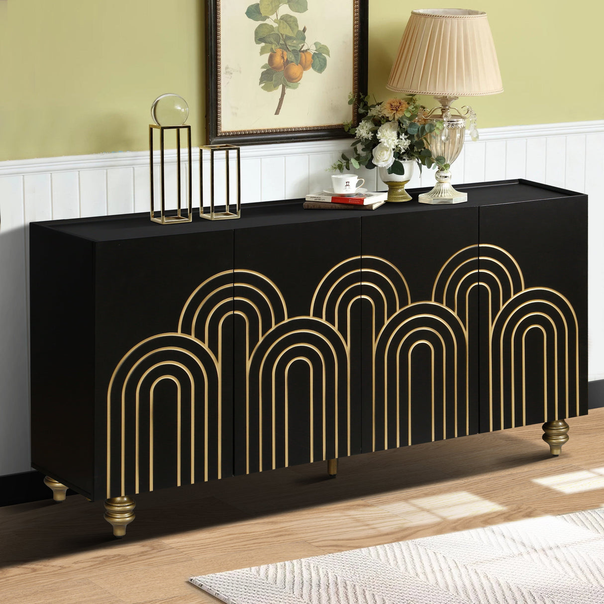 Modern Fluted Sideboard Buffet with Storage