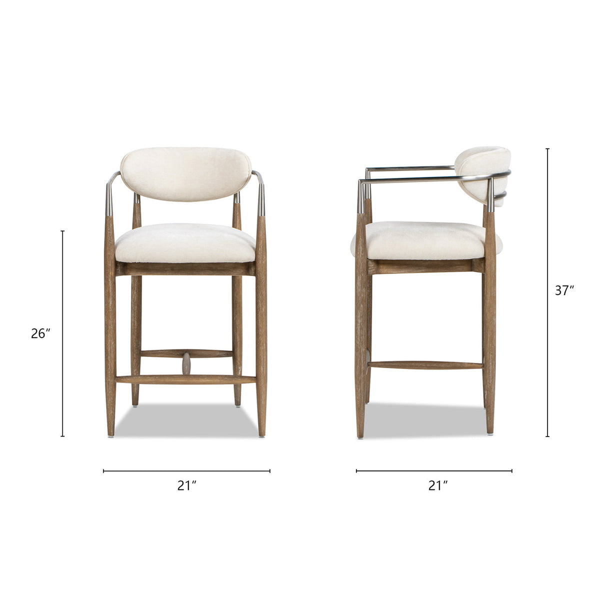 Artemis 26' Mixed Material Upholstered Counter Stool, Warm White Chenille
