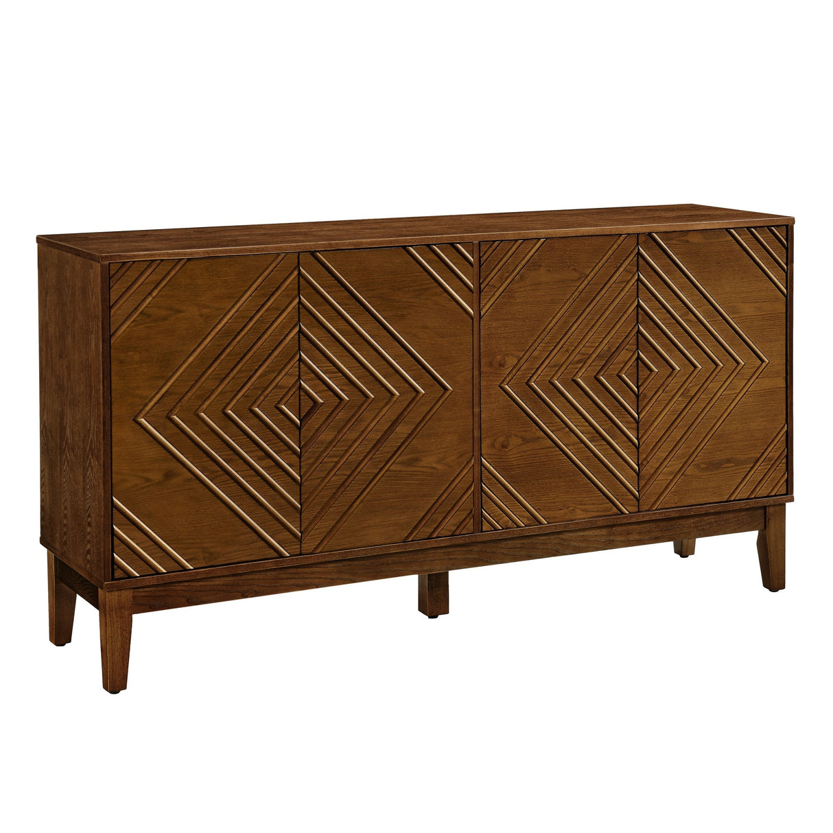 Diamond Fluted Sideboard Storage Cabinet with Adjustable Shelves