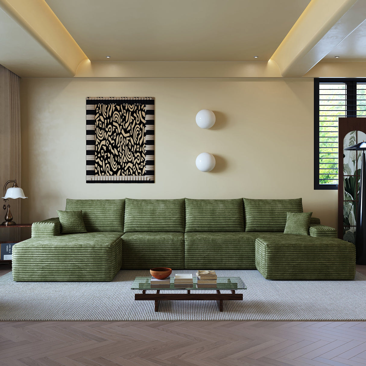 135" Cloud Sectional Sofa with 1 Ottoman