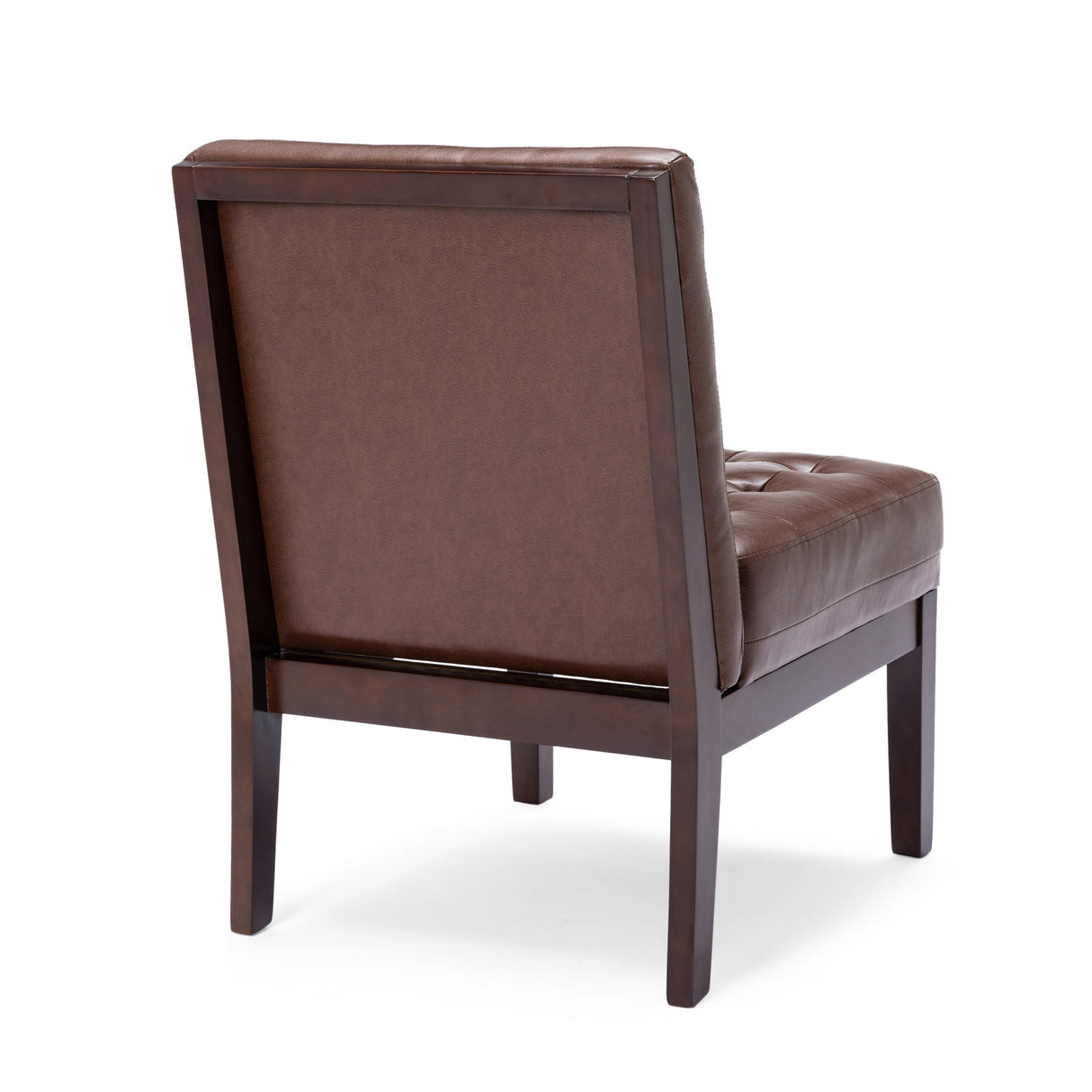 Contemporary Dark Brown Accent Chair with Tufted Waffle Stitch and PU Upholstery