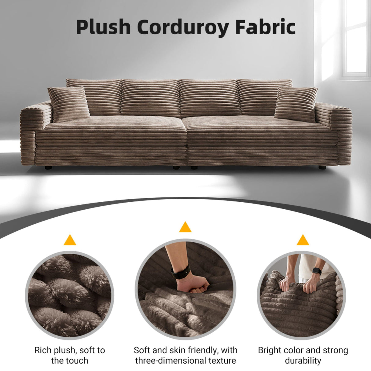 Deep Seat Convertible Sofa With Soft Pillows And Ottomans