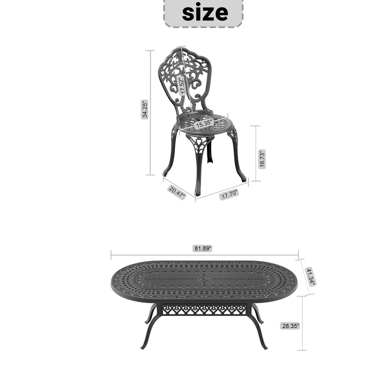 9-Piece Set Of All-Weather Cast Aluminum Dining Furniture Set With