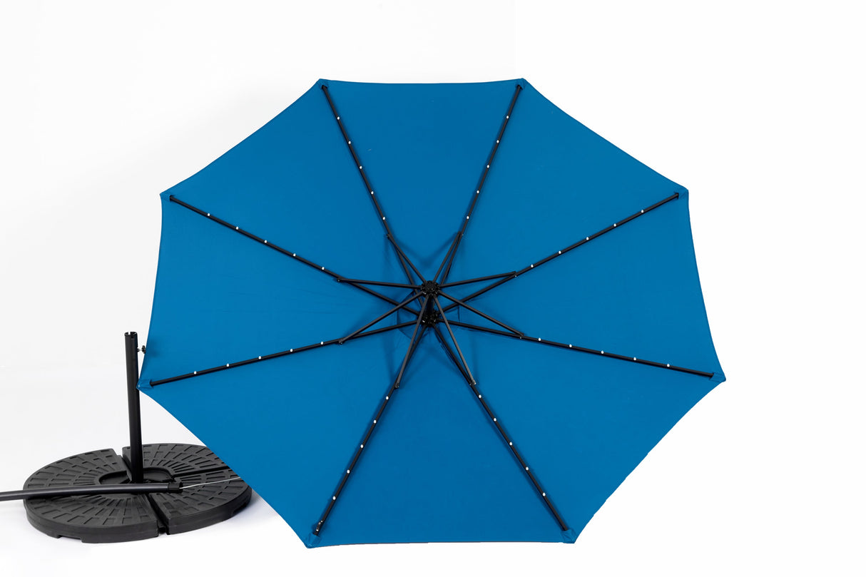 10ft Solar LED Offset Hanging Market Patio Umbrella (Dark Blue)