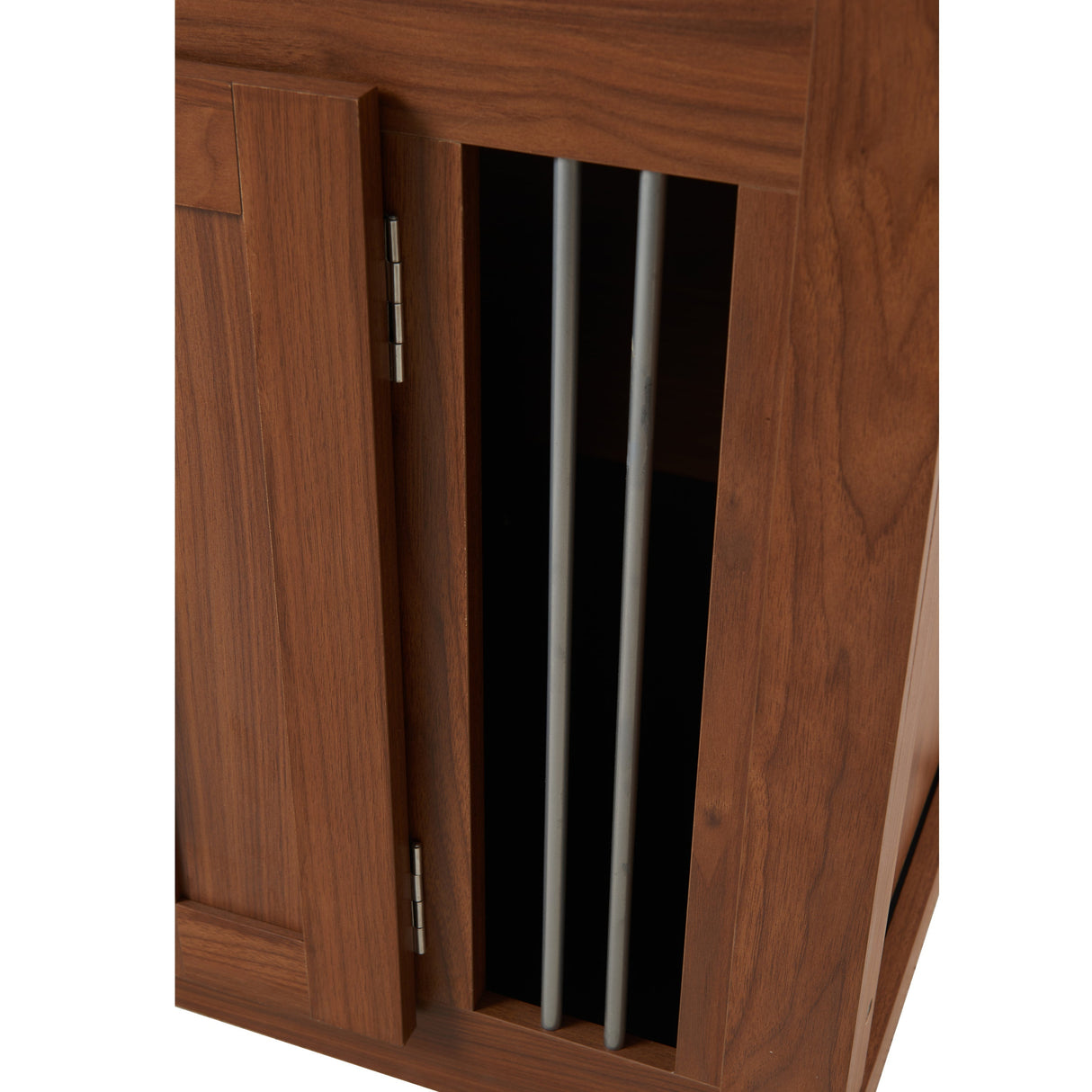 2 in 1 Walnut Dog Crate Night Stand with Storage