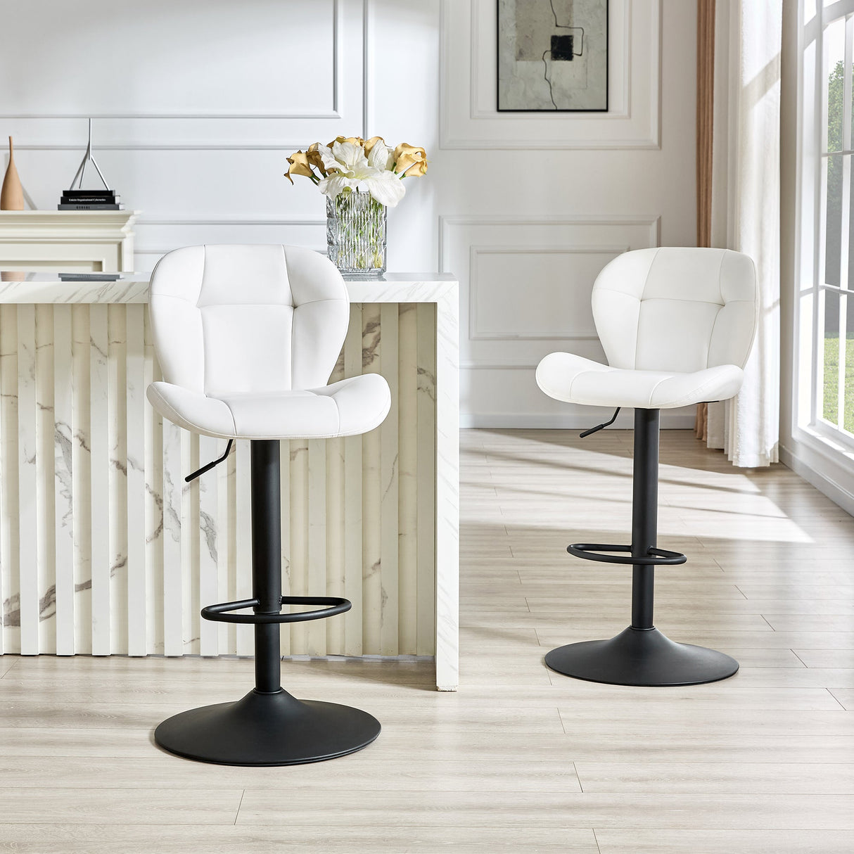 Set of 2 Height Adjustable Bar Stools