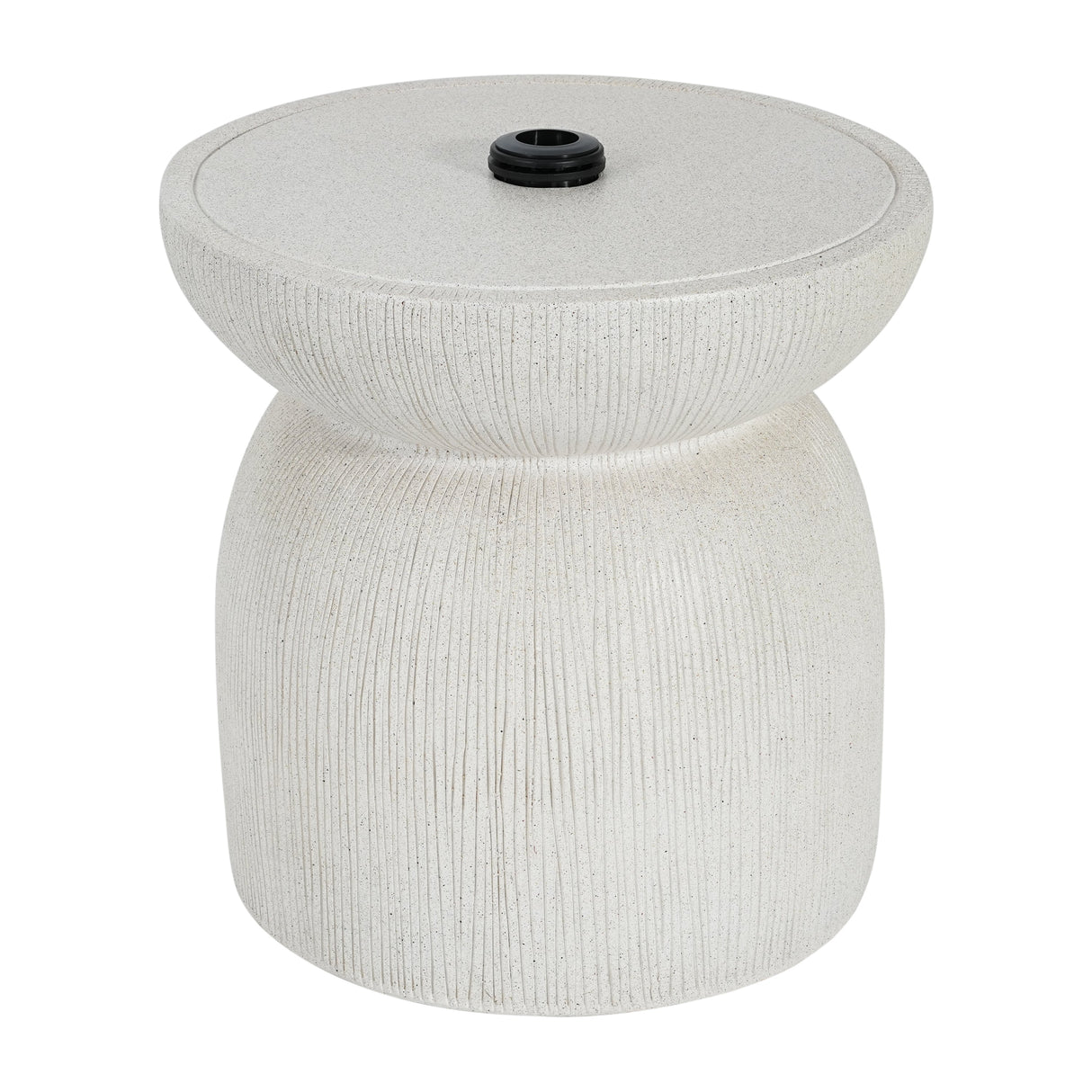 Odelia MGO Outdoor Patio Side Table Umbrella Base with Sand-filling DesignWhite Marble Finish