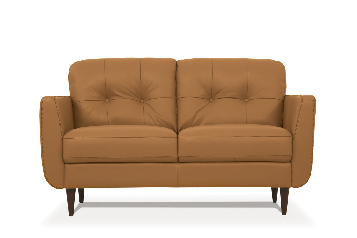 Radwan Camel Leather Loveseat (Assembled)