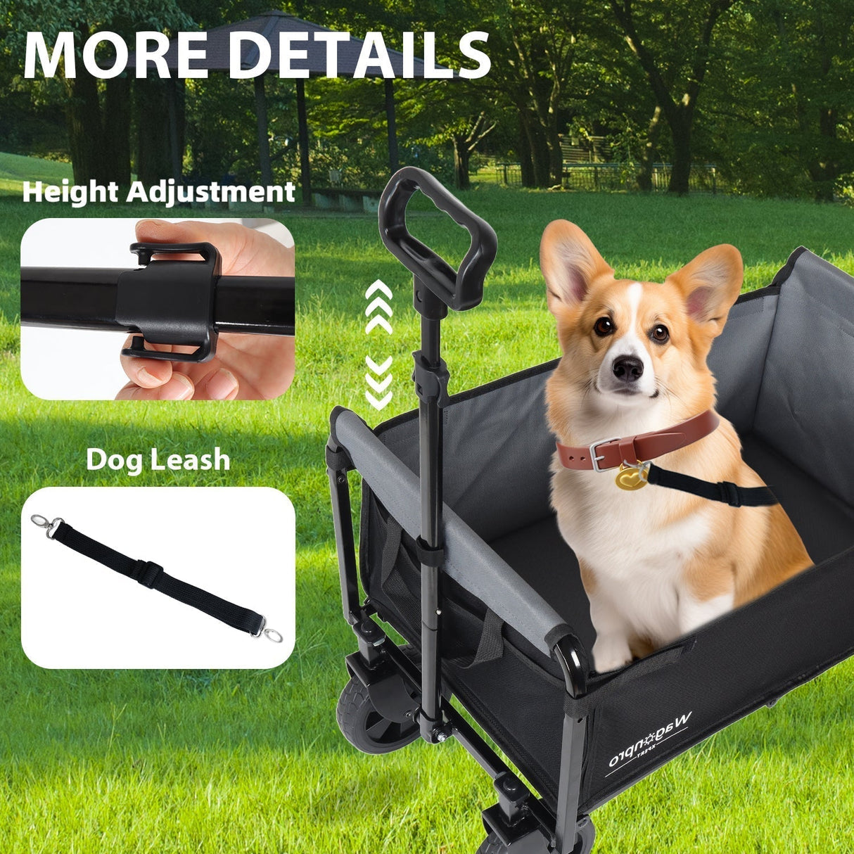 Collapsible Wagon with Wheels - 3 in 1 Lightweight Utility Camping Wagons Carts Foldable (Black)