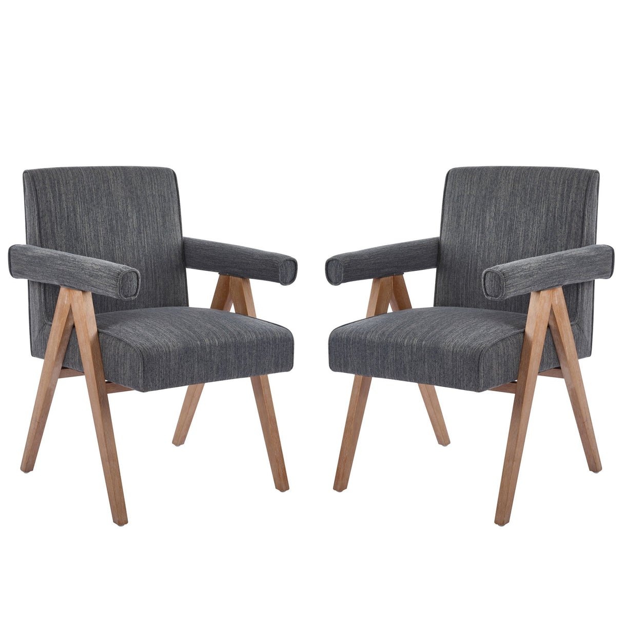 Contemporary Poppy Fabric Dining Armchair With Rubberwood Legs