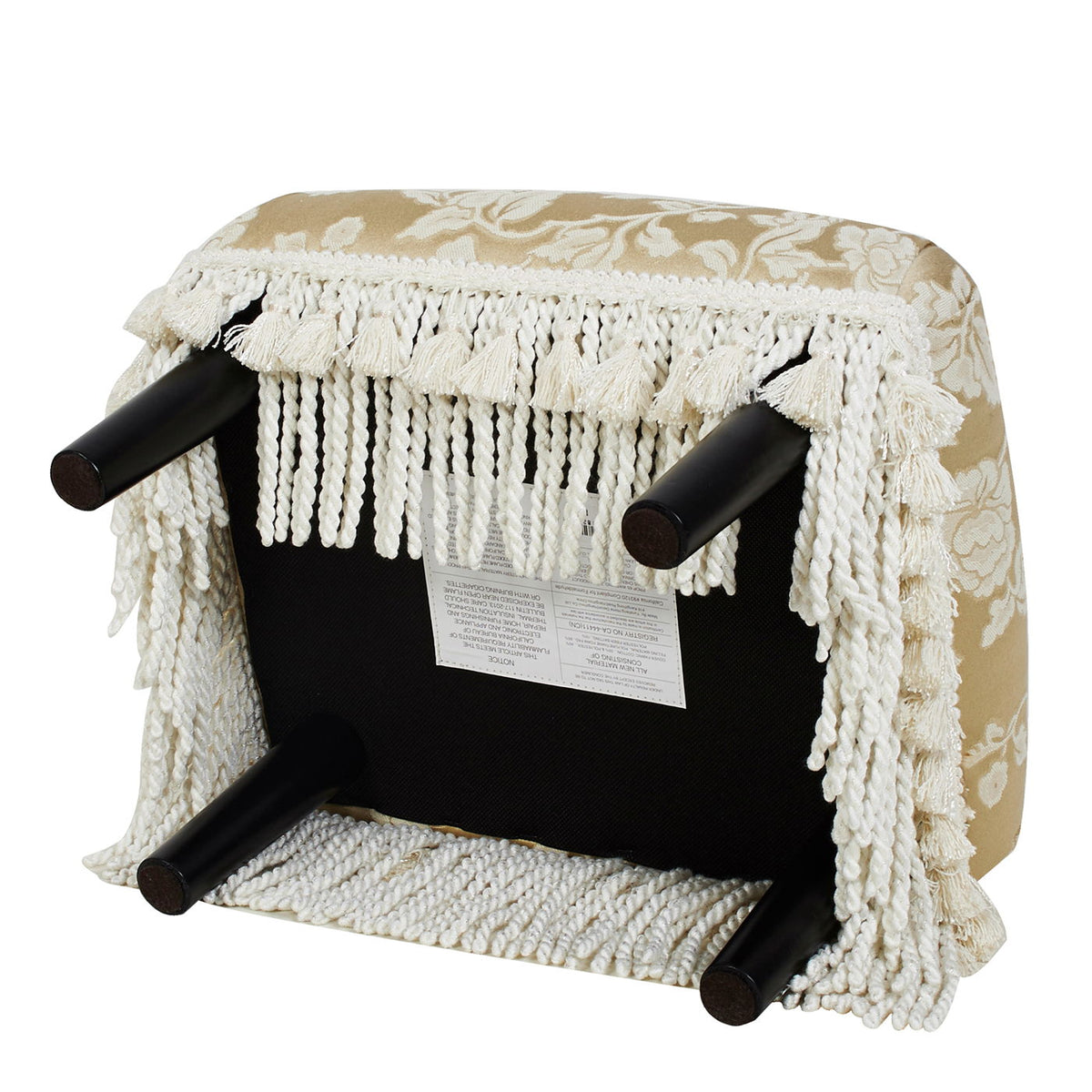 Handcrafted Accent Footstool Ottoman with Solid Wood Frame - Beige or Pearl Silver