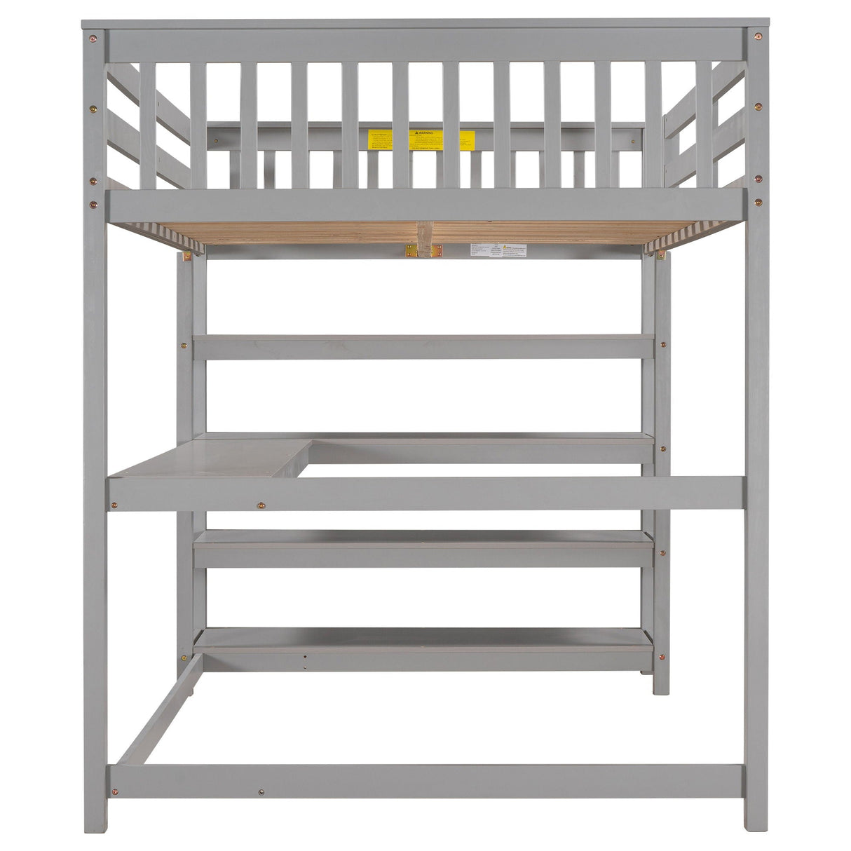 Loft Bed With Storage Shelves And Under Bed Desk