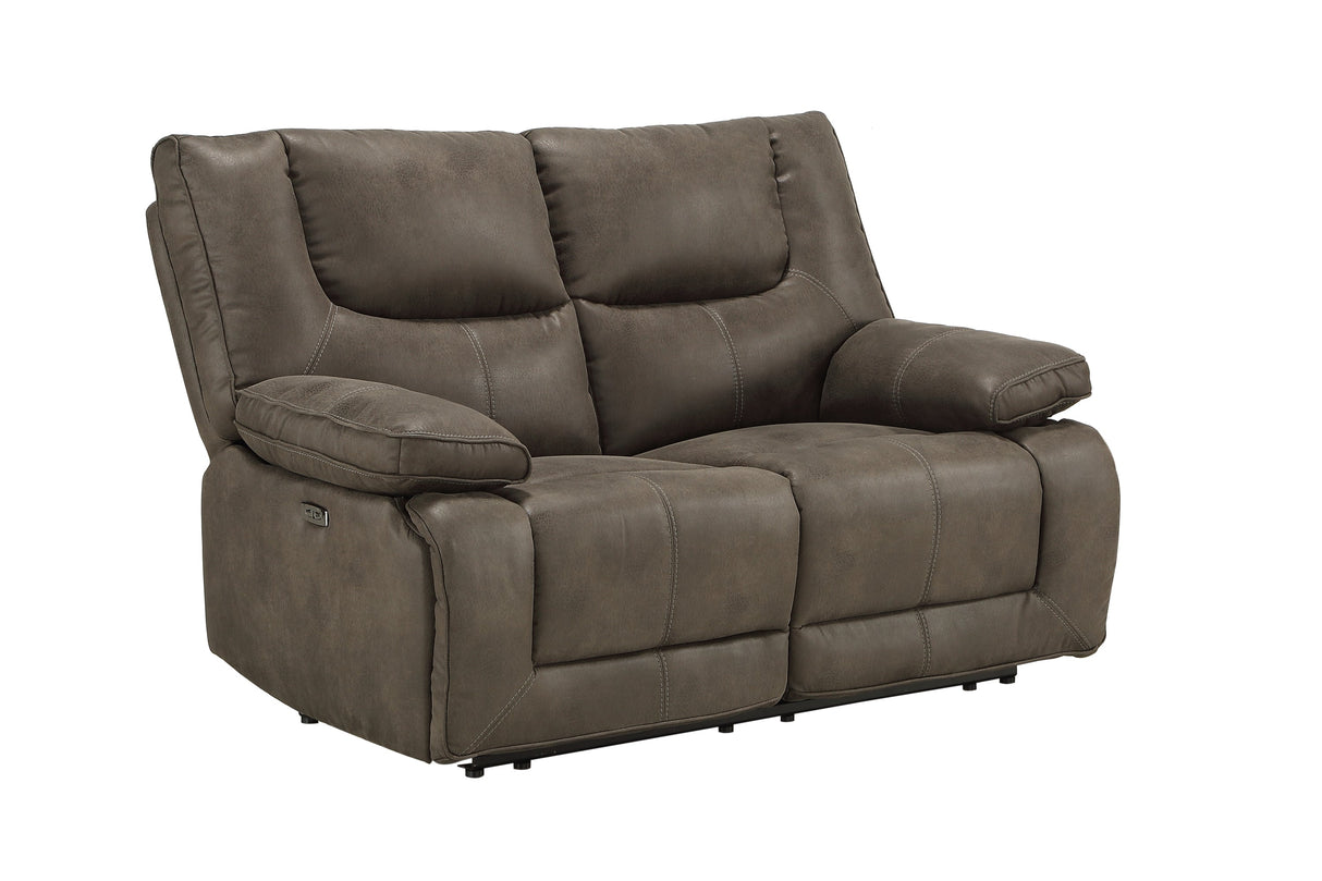 Harumi Gray Fabric Power Motion Loveseat With USB