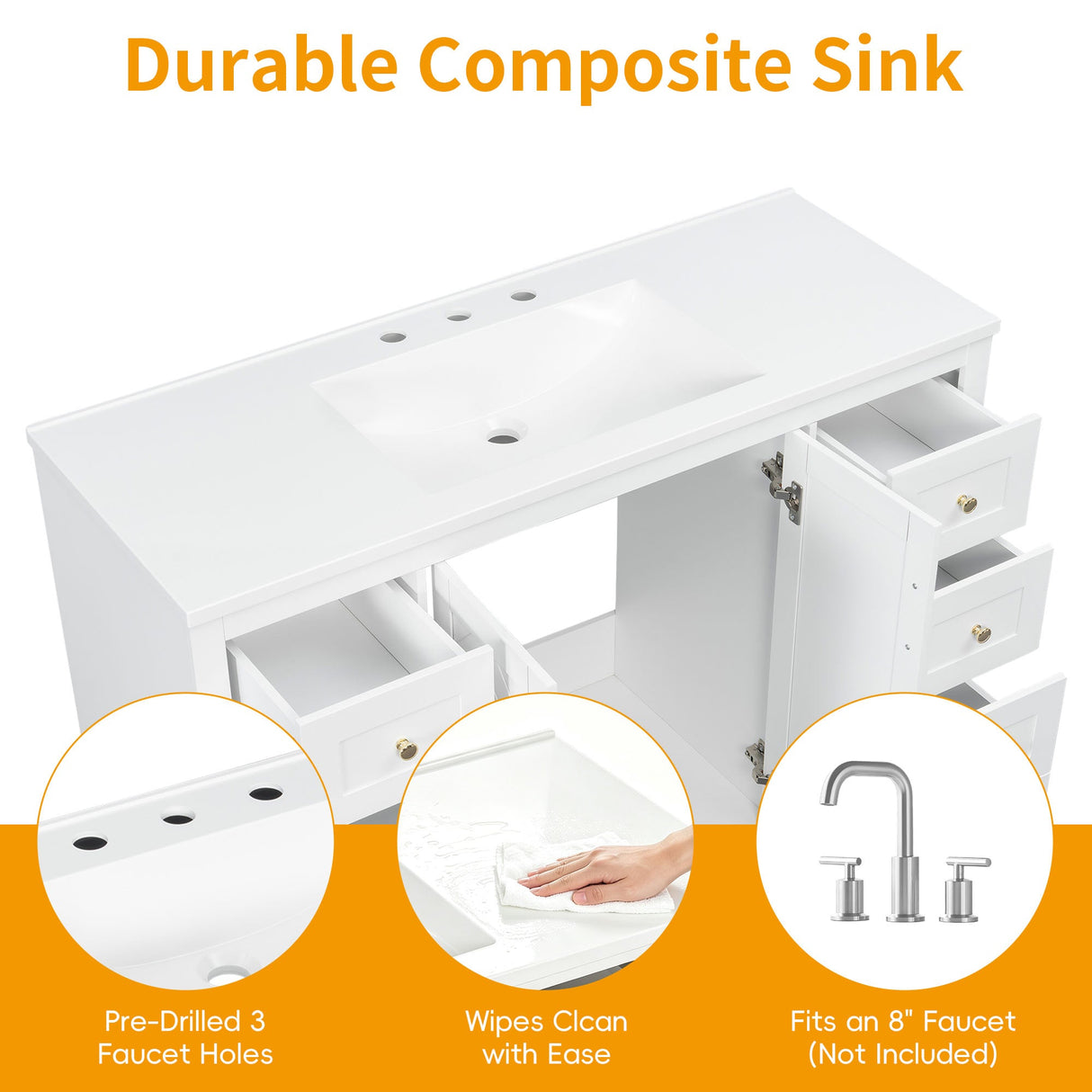 48" Bathroom Vanity with Sink Top