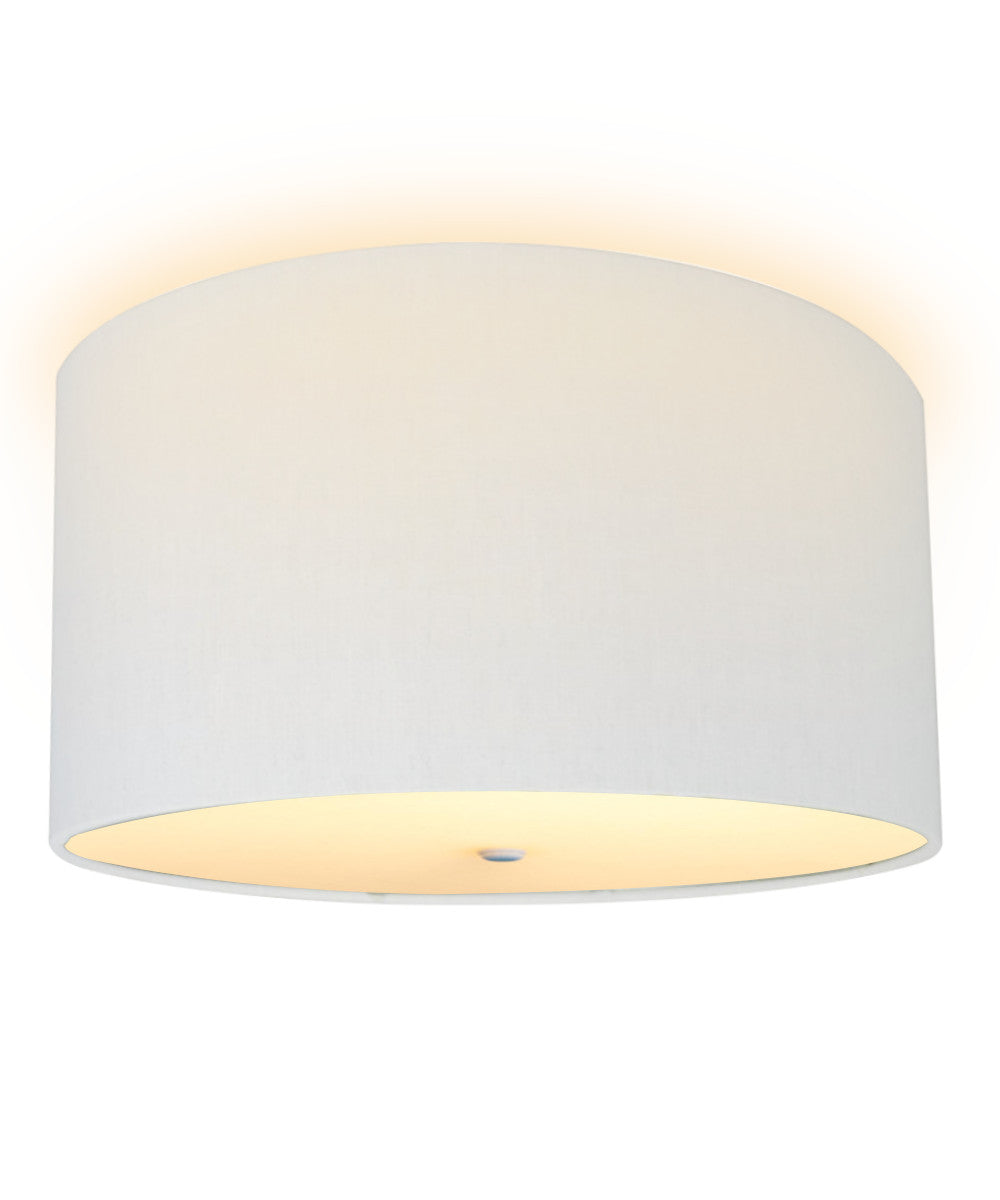 16"W Moderne Flush Mount Conversion Kit White Linen Drum Lampshade