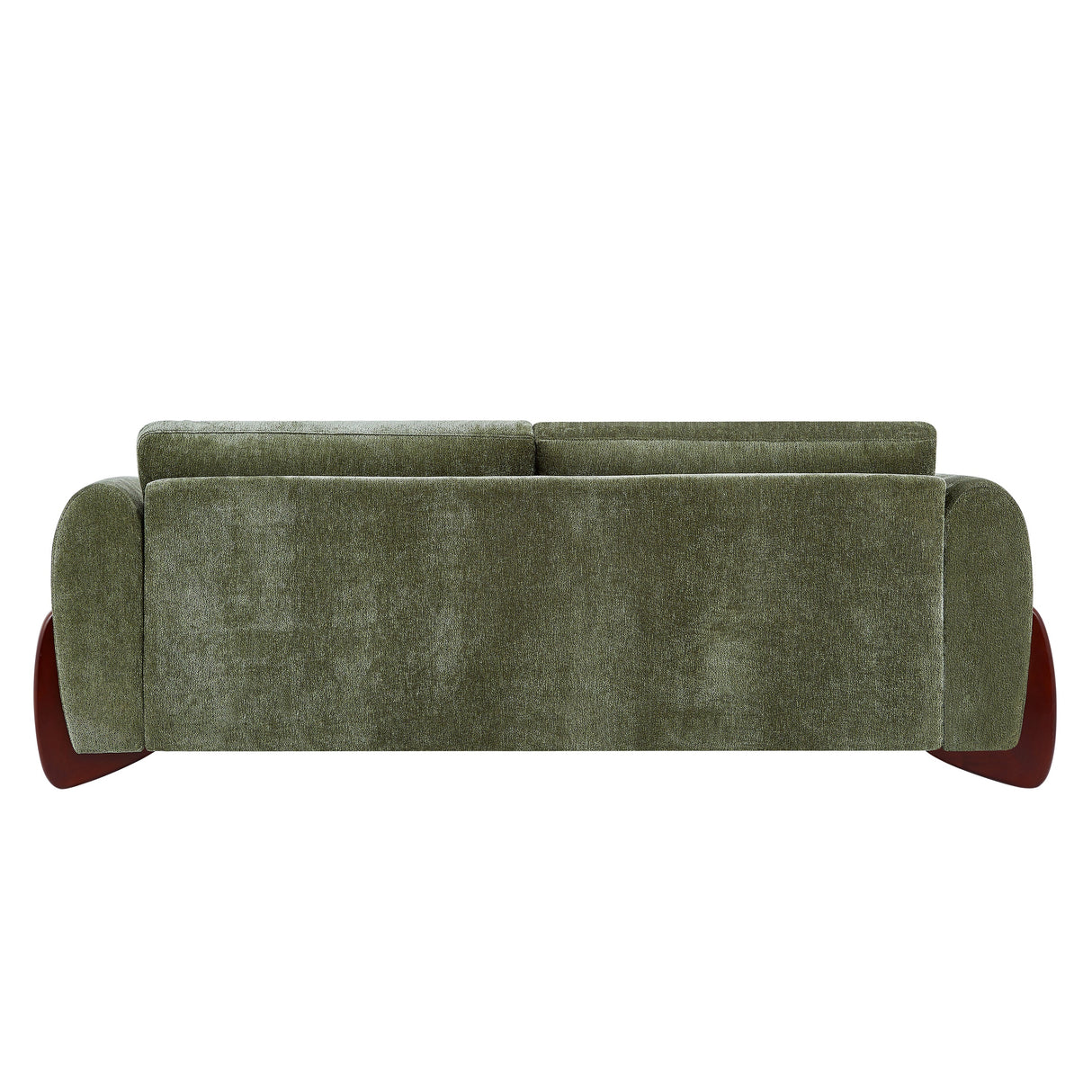 89"L Chenille Sofa with Wooden Legs – Olive
