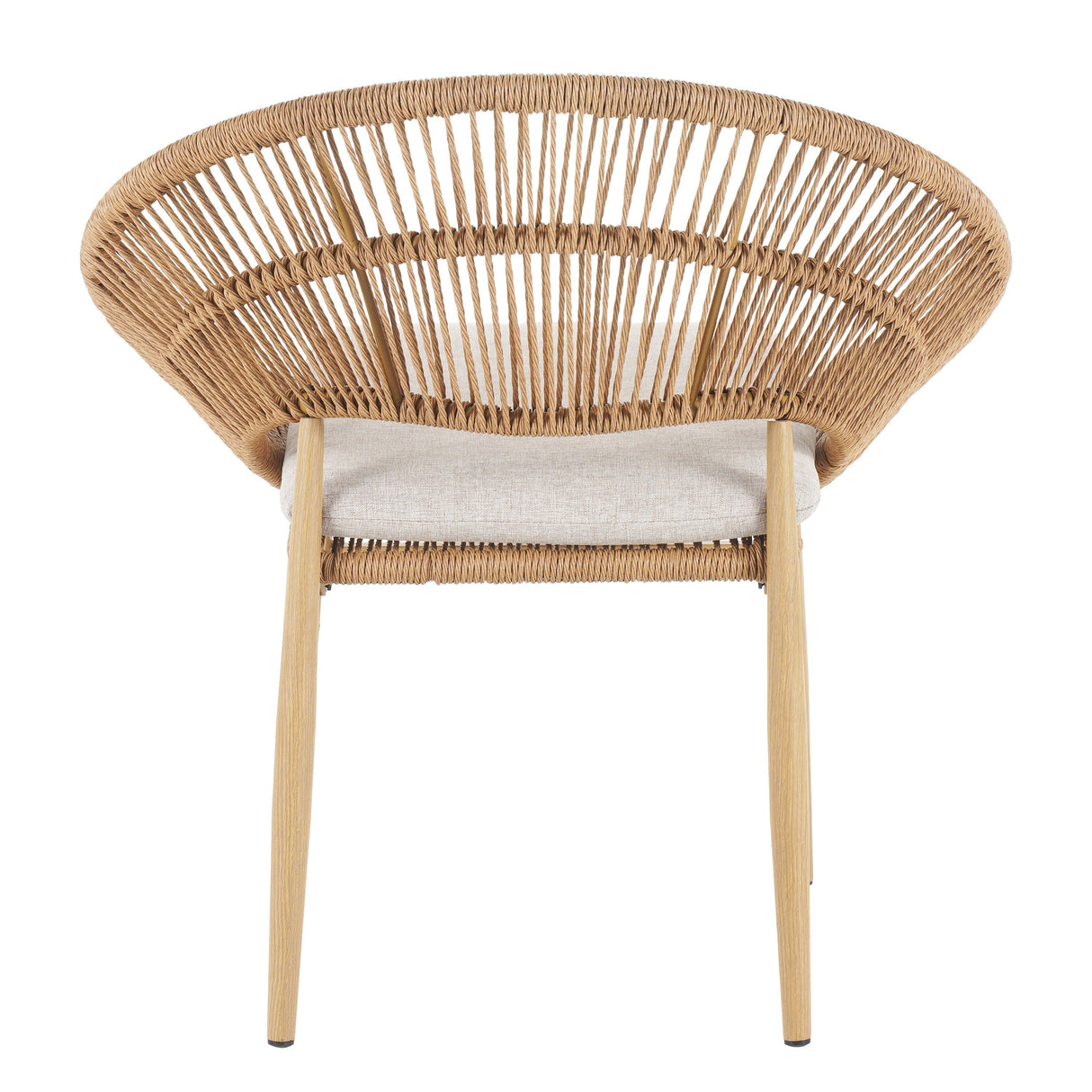 Cyril Outdoor Wicker Papasan Style Dining Chair with Teak Finished Legs - Set of 2