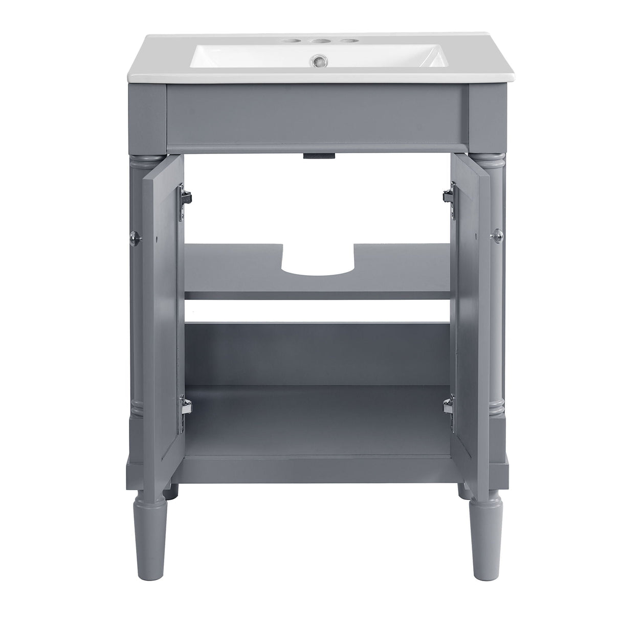 Bathroom Vanity With Top Sink, 2 Tier Storage Cabinet