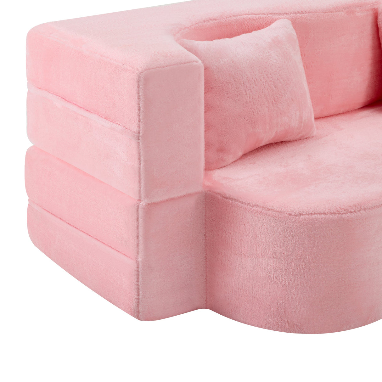 71-Inch Folding Sofa Bed in Pink Chenille with High-Density Foam