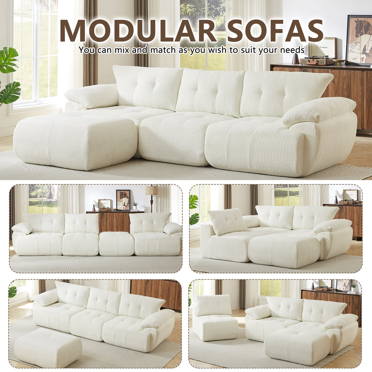 115'' Large Modern 3-Seater Sofa