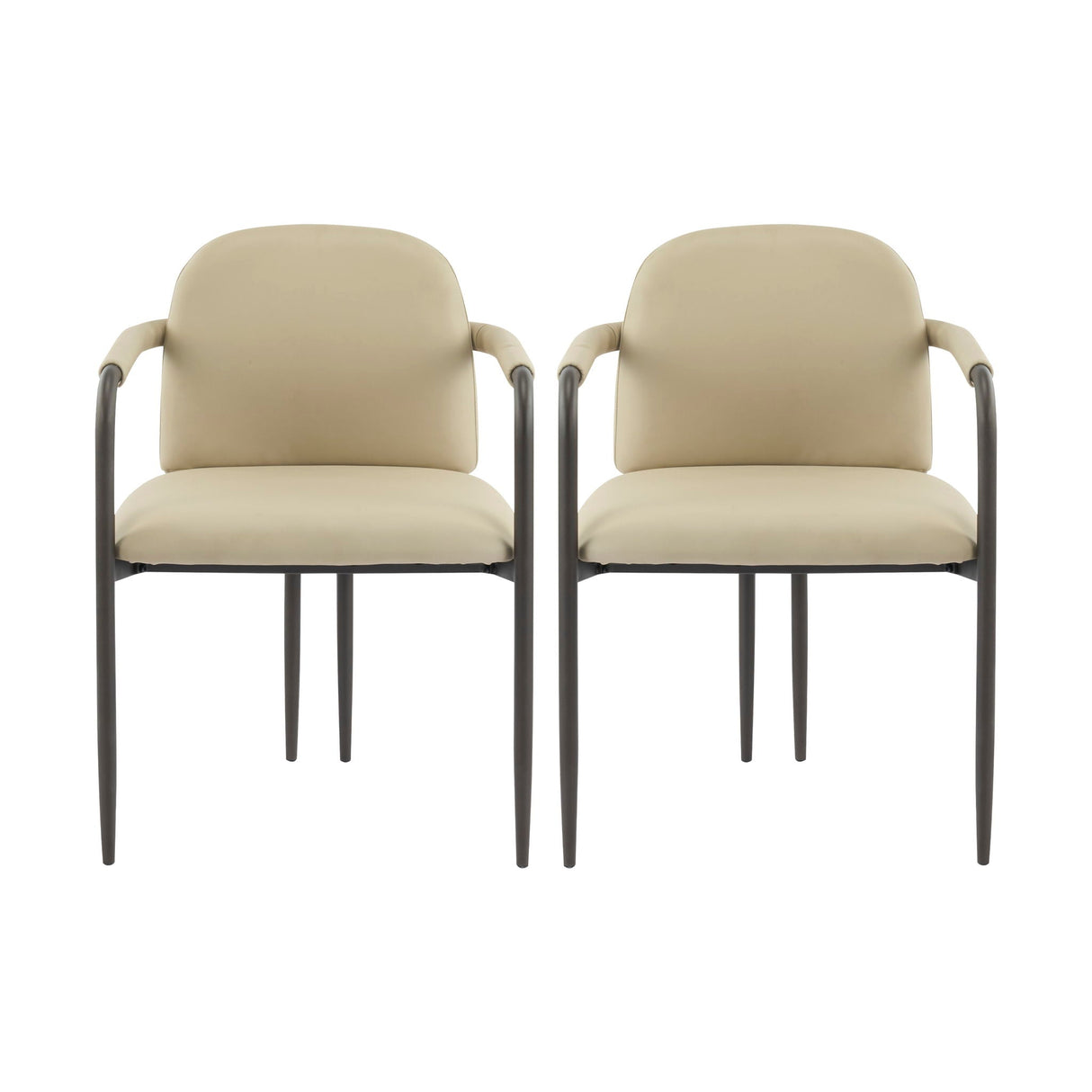 Modern Dining Chair (Set of 2) With Iron Frame - Espresso / Khaki
