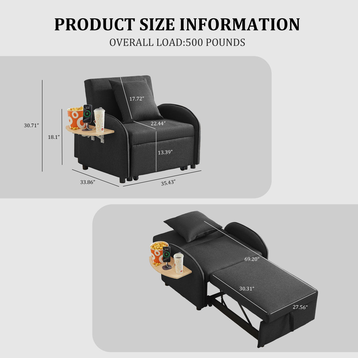3-in-1 Convertible Sofa Chair Bed