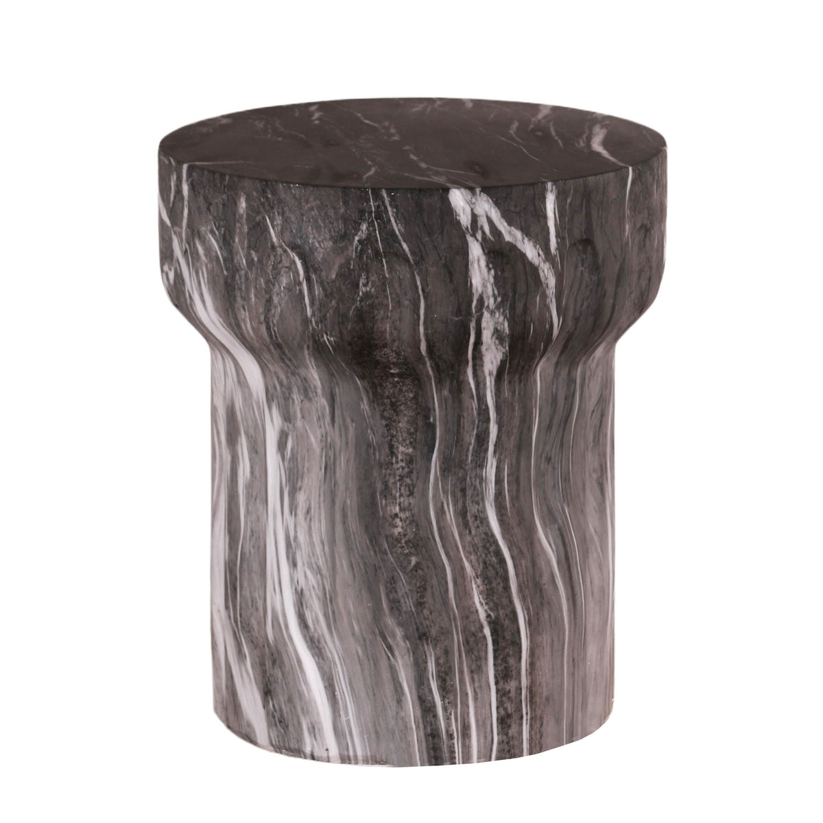 Round Geometric Outdoor End Table - Marble