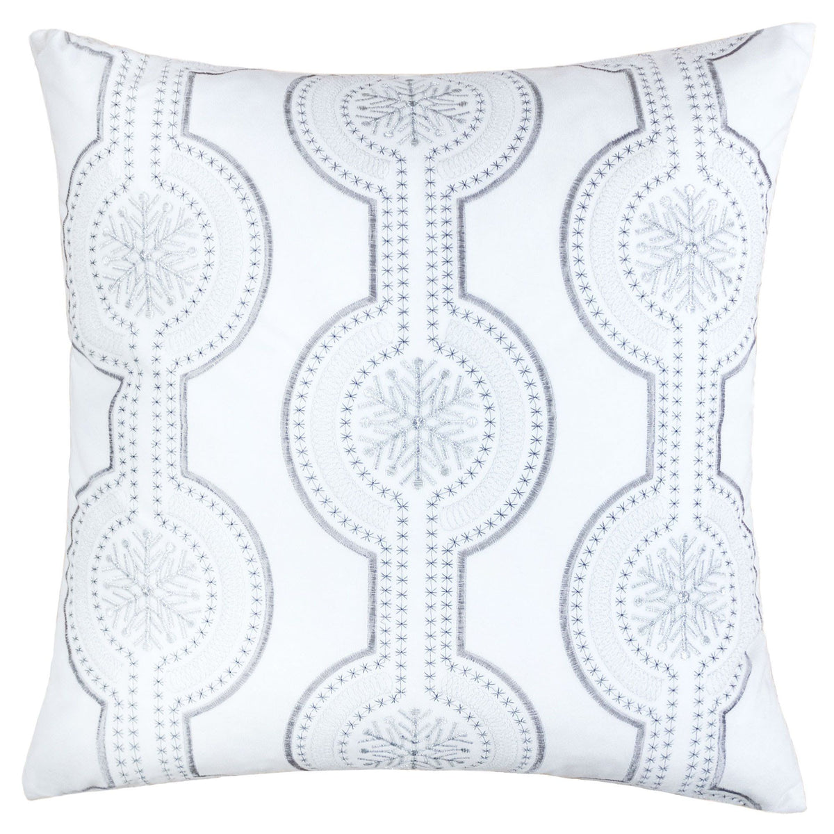 Holiday Throw Pillow With Snowflake Embroidery