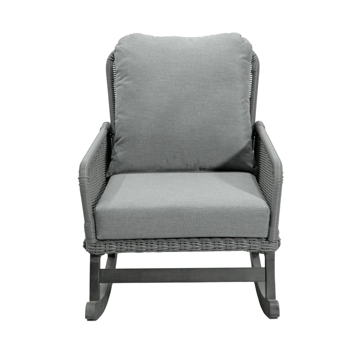 Contemporary Minimalist Wicker Rocking Chair With Soft Cushions And Durable Wooden Frame